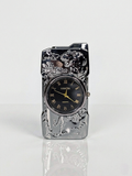 Golden Roaring Tiger | Premium Dual-Function Clock Pocket Lighter (Silver)