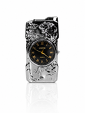 Golden Roaring Tiger | Premium Dual-Function Clock Pocket Lighter (Silver)
