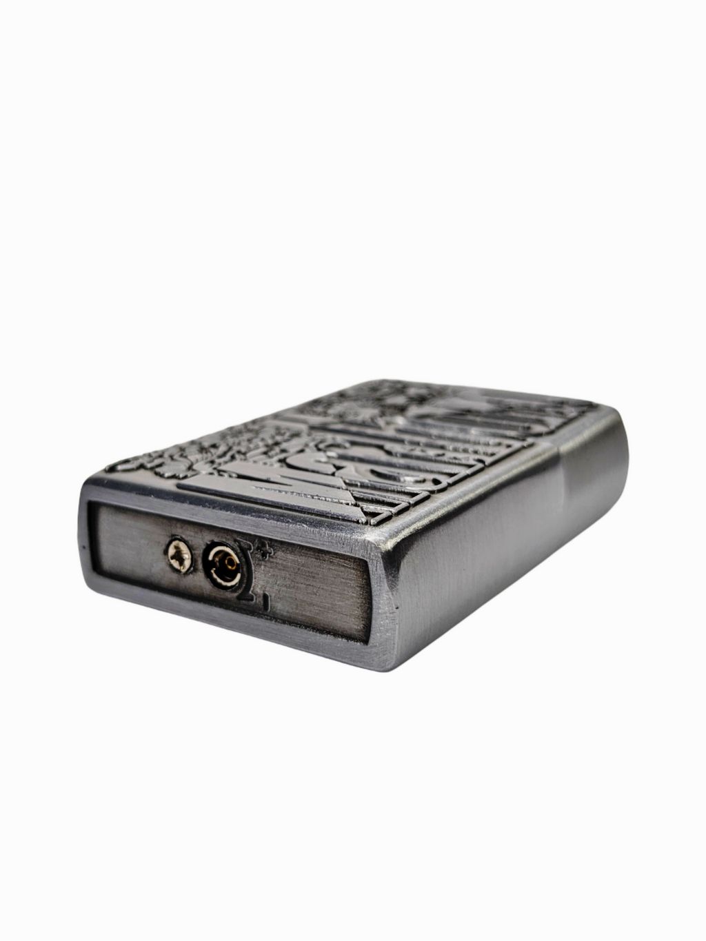Vintage Marlboro Engraved Brass Lighter with Floral Design (Silver)