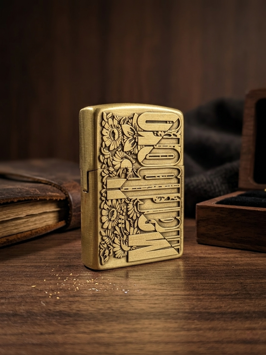 Flower design metal  gas lighter
