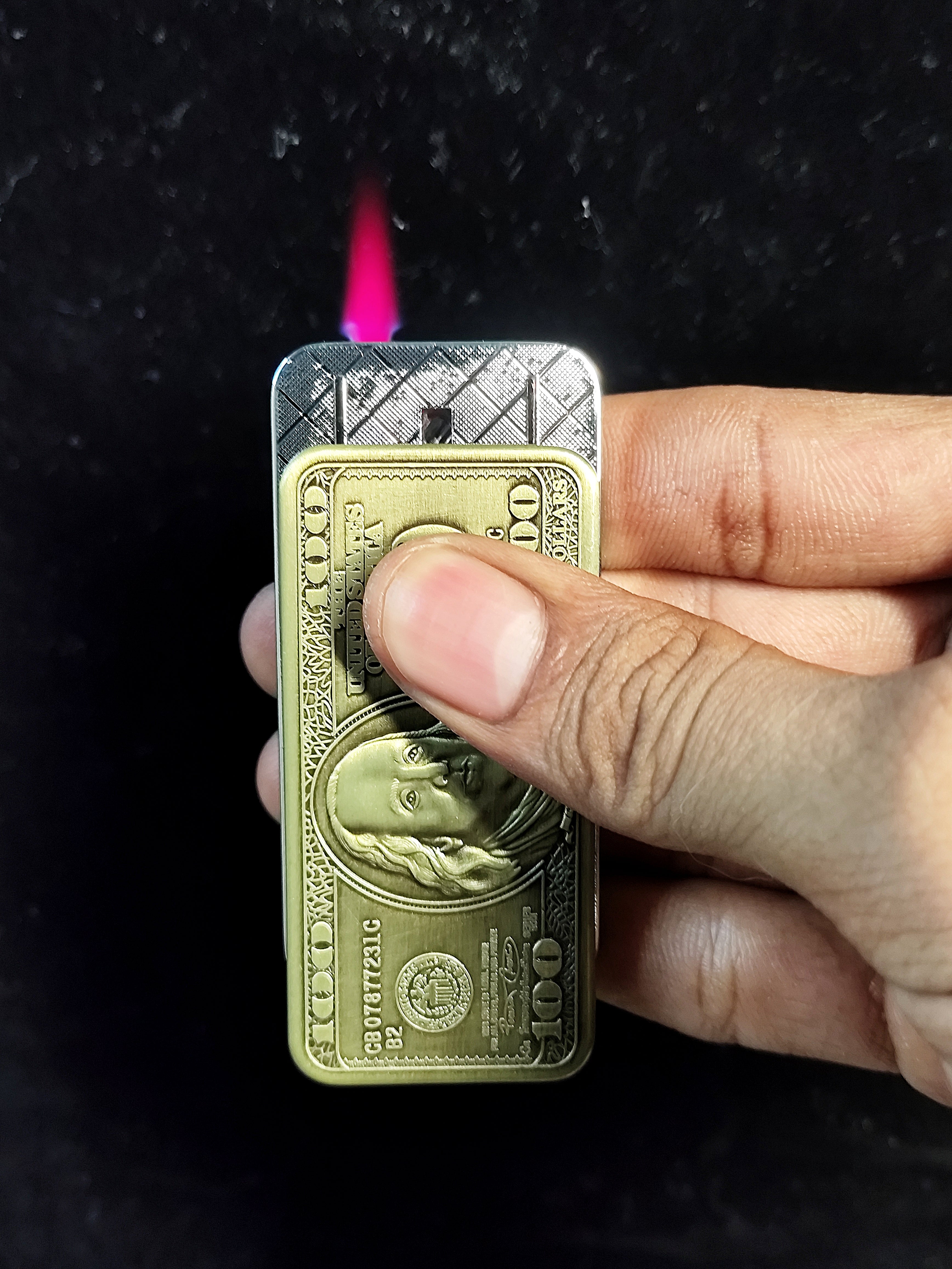 Freaky Flames - $100 Dollar |Premium Antique Metal Jet Flame Pocket Lighter