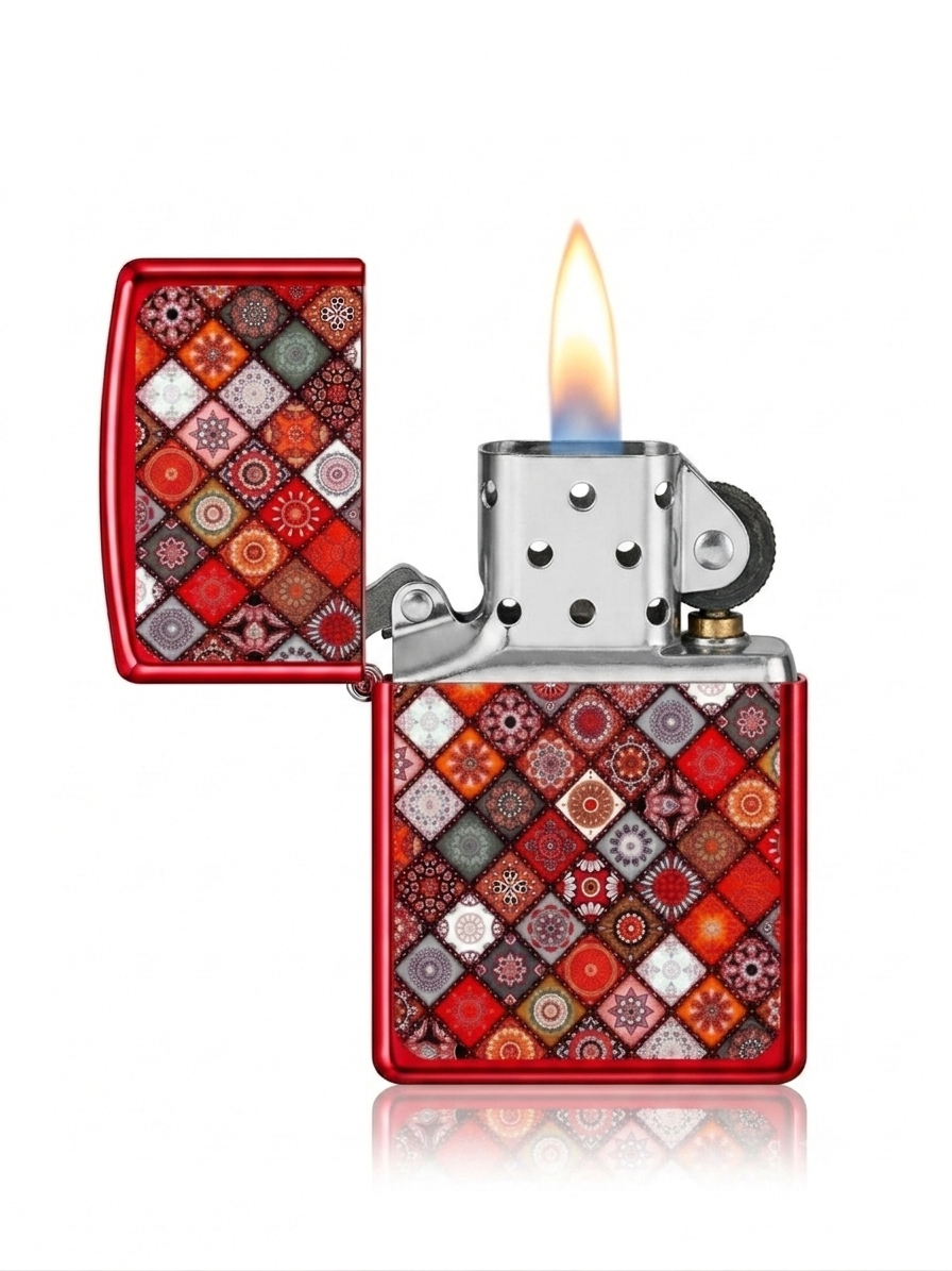 Mandala Red Geometric Lighter