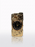 Golden Roaring Tiger | Premium Dual-Function Clock Pocket Lighter (gold)
